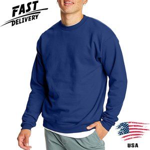 1X Men's Ecosmart Fleece Sweatshirt Cotton-blend Pullover Crewneck Sweatshirt L